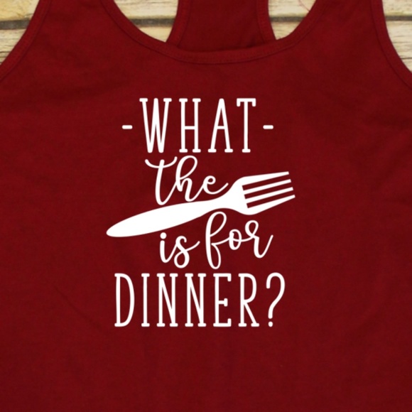 Next Level Apparel Tops - What The Fork (fuck) is for Dinner? Red tank top